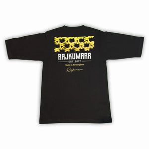 Rajkumarr black oversized t-shirt back view – heavyweight premium streetwear UK