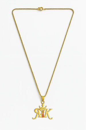 Rajkumarr signature RK pendant necklace – stainless steel chain men's jewellery gift UK